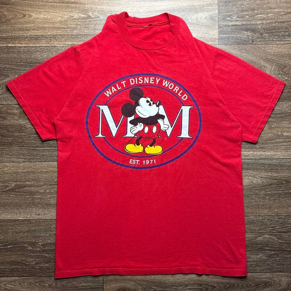 Red Vintage 1990s Mickey Mouse Walt Disney World Tee
